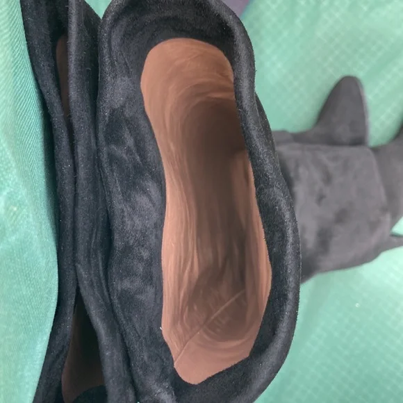 Black Suede OTK Heeled Boots - Picture 11 of 14